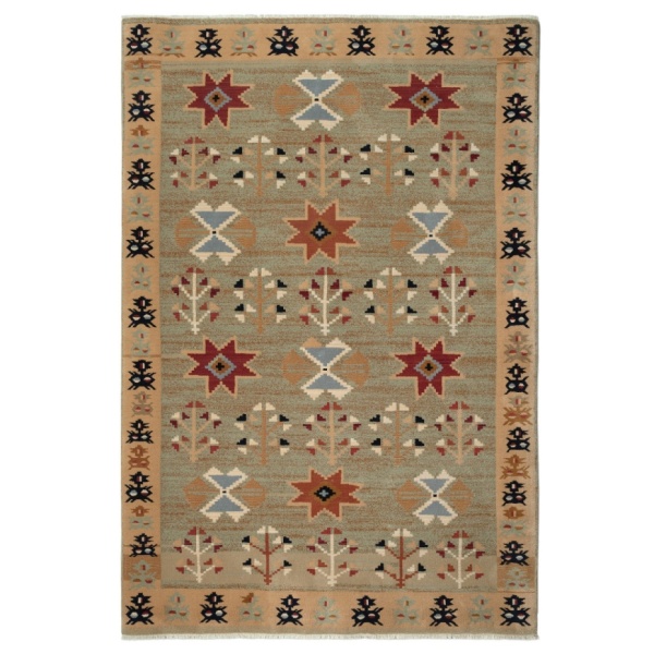 Elegant Green Wool Rug in Antique Design | 100% Pure Wool Premium Quality Floor Carpet